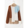 Women's Textured Knit Colorblock Patchwork Sweater - 1 the Woman - 4 of 4