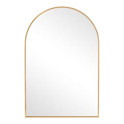 Lirago 36" x 24" Arched Hanging Bathroom Mirror with Gold Scratch-Resistant Aluminum Alloy Frame