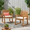 Outdoor Acacia Wood Dining Armchairs with Cushions, Weather-Resistant Patio Chairs for Garden, Deck & Backyard, Set of 2-Coolbibila - 2 of 4