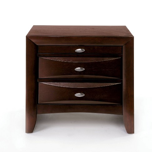 Acme Furniture Ireland I Storage Nightstand Espresso Finish Square Wood Frame Metal Glides 250lb Capacity