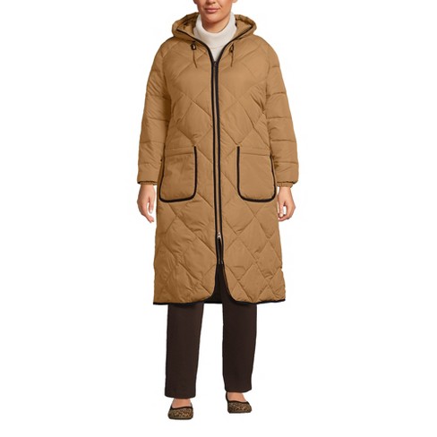 Lands' End Women's Plus Size Insulated Quilted Primaloft ThermoPlume Maxi  Winter Coat - 1x - Golden Oak Brown