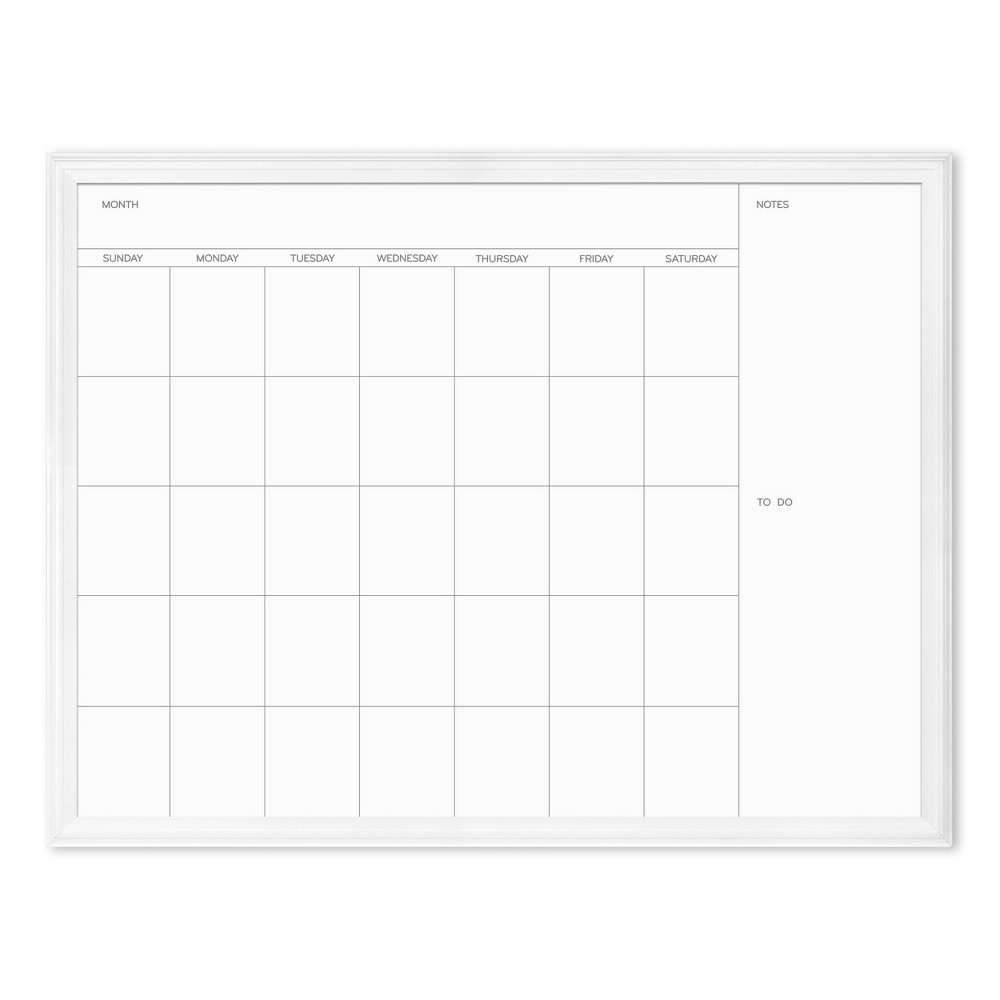 Photos - Dry Erase Board / Flipchart U Brands 40"x30" Magnetic Dry Erase Calendar Board White Decor Frame