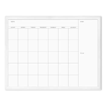 U Brands 40"x30" Magnetic Dry Erase Calendar Board White Decor Frame