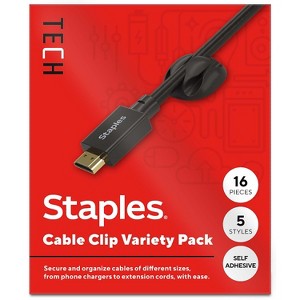 Staples TECH Cable Clips Black 16/Pack (ST62393) - 1 of 4