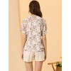 INSPIRE CHIC Women's Chiffon Short Sleeve Ruffled Trim Floral Blouse - 4 of 4