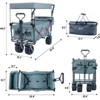 FURNIinspire Outdoor Serving Carts Collapsible Wagon Foldable with Removable Canopy Wheels for All-Terrain Brake for Camping, Gray, 35.4"*19.7"*44.5" - 3 of 4