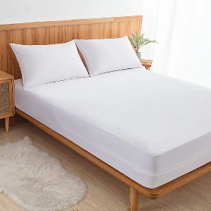 Home Mart Goods Queen Size Waterproof Fabric Mattress Cover Protector With Zipper - 12" Deep - 1 of 4