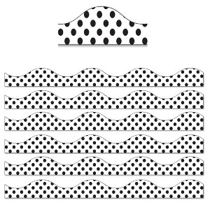 Ashley Productions® Magnetic Scallop Border, Large Black Polka Dots on White, 12 Feet Per Pack, 6 Packs - 1 of 2