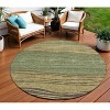 Olive Green And Chocolate Striped Washable Indoor Outdoor Area Rug - 2 of 4