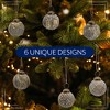 AuldHome 2" Farmhouse Ball Ornaments, Set of 6; Distressed Metal Tin Glass Ball Vintage Style Christmas Decorations - 3 of 4