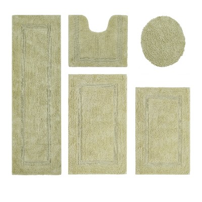 Lux Premium 100% Cotton Tufted Solid Reversible 5 PC Bath Rug Set – Ultra-Soft, Water-Absorbent, Durable, Machine Washable Bathroom Rug