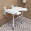 HealthSmart Wall Mount Fold Away Bath Chair Shower Seat Bench with Adjustable Legs, FSA and HSA Eligible, Seat 16 x 16 Inches, White - 3 of 4