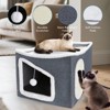JOEJOY Indoor Heated Cat House with Safe Heating Design, Adjustable Temperature & Timer, Collapsible Pet Shelter with Scratcher and Fluffy Toy Ball - 3 of 4