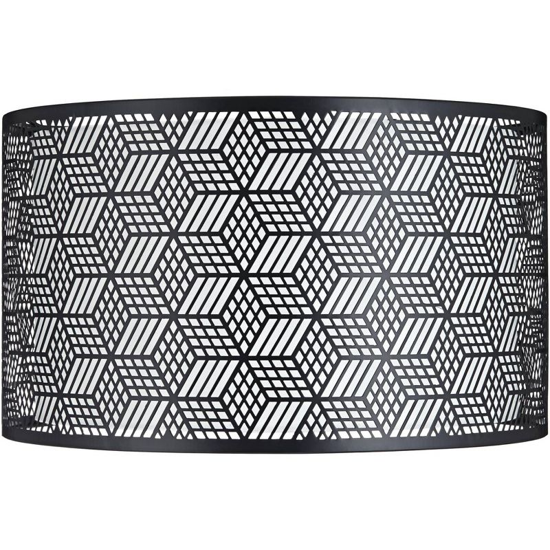 Springcrest Black Finish Laser Cut Metal Large Drum Lamp Shade 17" Top x 17" Bottom x 10" High (Spider) Replacement with Harp, 1 of 10
