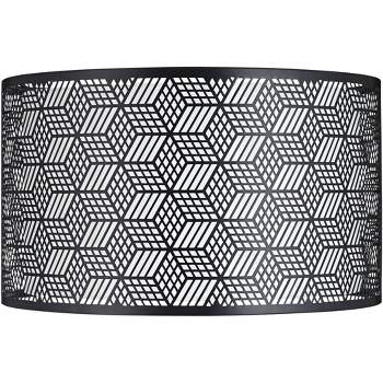Springcrest Black Finish Laser Cut Metal Large Drum Lamp Shade 17" Top x 17" Bottom x 10" High (Spider) Replacement with Harp