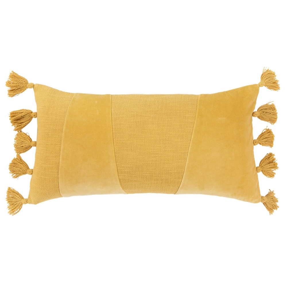 Photos - Pillowcase 14"x26" Oversized Geometric Lumbar Throw Pillow Cover Yellow - Rizzy Home