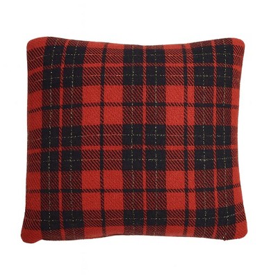 C&F Home Red & Black Plaid Christmas Cotton Blend Accent Throw Pillow 18" x 18"