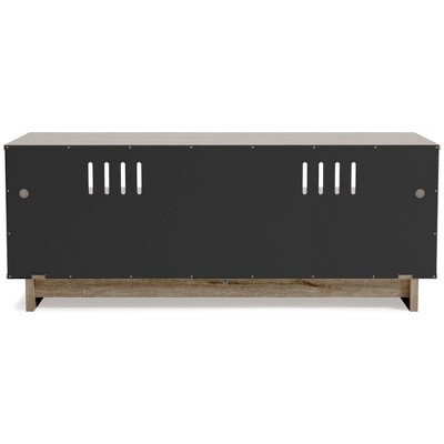 Contemporary 52'' Beige TV Stand with Open Shelving and Drawers