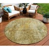 Brown Beige And Gold Abstract Washable Indoor Outdoor Area Rug - 2 of 4