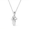 Haus of Brilliance Silver Prong-Set Diamond Accent Floral Cross Pendant Necklace - 3 of 4