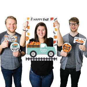 Big Dot of Happiness Happy Fall Truck - Harvest Pumpkin Party Selfie Photo Booth Picture Frame and Props - Printed on Sturdy Material - 1 of 4