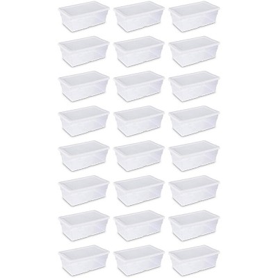Sterilite 6 Quart Clear Plastic Stacking Storage Container Tote (24 Pack)