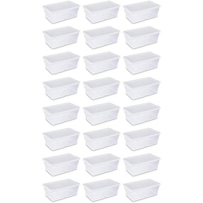 Sterilite 6 Quart Clear Plastic Stacking Storage Container Tote (24 Pack)