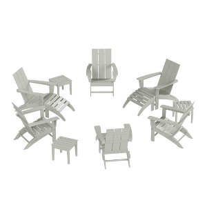 WestinTrends Ashore Modern HDPE Outdoor Patio Folding Adirondack Chair (12-Piece Set) - 1 of 4