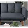 VASIP Modern Convertible Sofa Bed with Wooden Legs - Blue Grey Polyfiber, 1-Piece Living Room Lounge Furniture - 3 of 4
