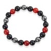 Crucible Men's Red Agate Stone with Onyx and Hematite Beaded Stretch Bracelet (10mm) - 2 of 4