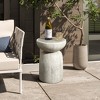 LuxenHome Rustic Outdoor Side Table, 20" Concrete End Tables for Patio,Off White and Gray Weathered Round Table,Decorative Garden Stool Off-White - 2 of 4