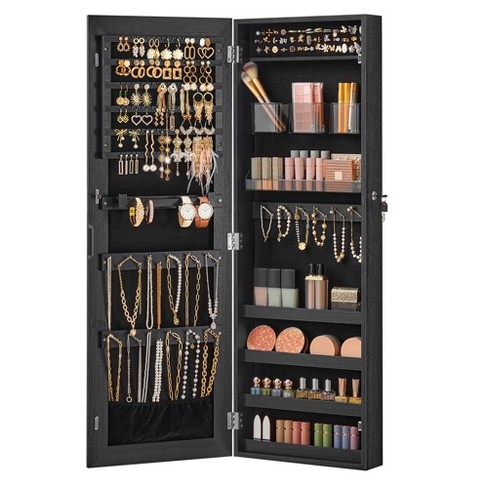 Mics Jewelry Cabinet Storage Lockable Wall Mounted Organizer Armoire Full Length Frameless Mirror Target