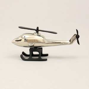Aluminum Airplane Decorative Sculpture-Home Decor Statue-Accent Figurine Helicopter-10X3.25X5" - 1 of 4