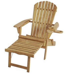 Jiallo Oceanic Collection Adirondack Chaise Lounge Chair Foldable, cup and glass holder, built in ottoman - 1 of 4