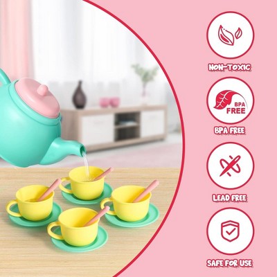 Colorful 18-Piece Plastic Kids Tea Party Set