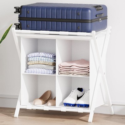 Luggage Rack with storage, Guest Room Folding Suitcase Stands, Holds up to 120 lb, Space Saving Suitcase Holders for guest roomack