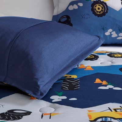 Blue Twin Monster Truck Reversible Comforter Set