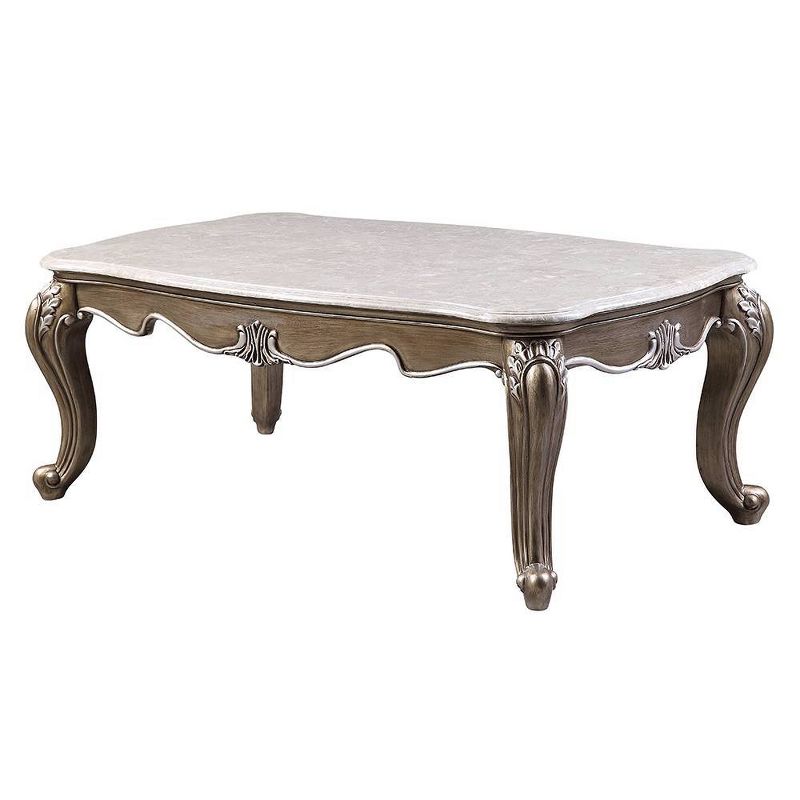54&#34; Elozzol Coffee Table Marble and Antique Bronze Finish - Acme Furniture, 4 of 7