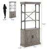 Tall Bookshelf with Doors - 74 In Industrial Storage Open Rack Shelf, Wood and Metal Bookcase, Farmhouse Style, Large Vintage Display Rack, Home - 2 of 4