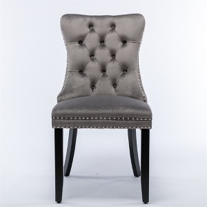 COWLOWN Set of 2 Modern Velvet Dining Chairs, Tufted High Back, 280lb Capacity, Wood Legs, Nailhead Trim - 1 of 4