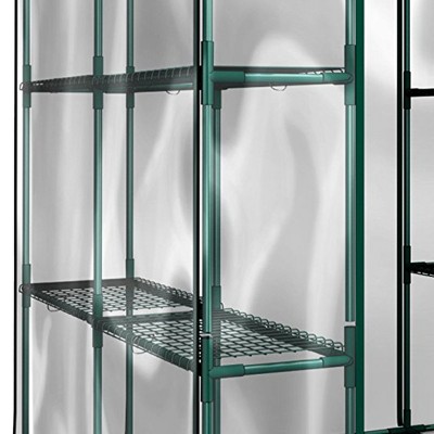 Clear PVC Walk-In Greenhouse with 8 Shelves and Steel Frame