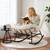2PCS Papasan Rocking Chair with Footrest, Oversized PE Rattan Lounge Chair with Removable Cushion, for Patio & Living Room - 3 of 4