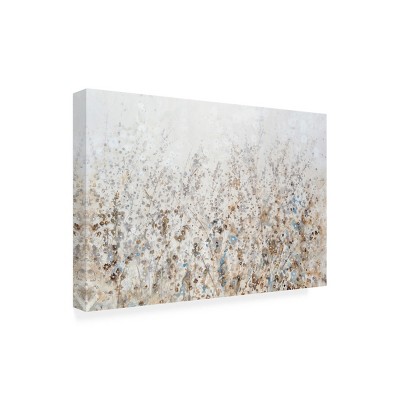 Wildflower Cluster I Beige and Blue Canvas Art