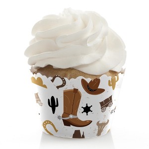 Big Dot of Happiness Western Hoedown - Wild West Cowboy Party Decorations - Party Cupcake Wrappers - Set of 12 - 1 of 4