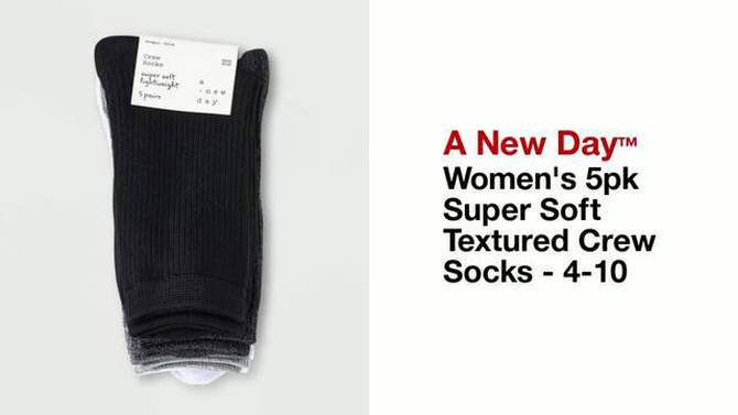 Women's 5pk Super Soft Textured Crew Socks - A New Day™ 4-10, 2 of 5, play video