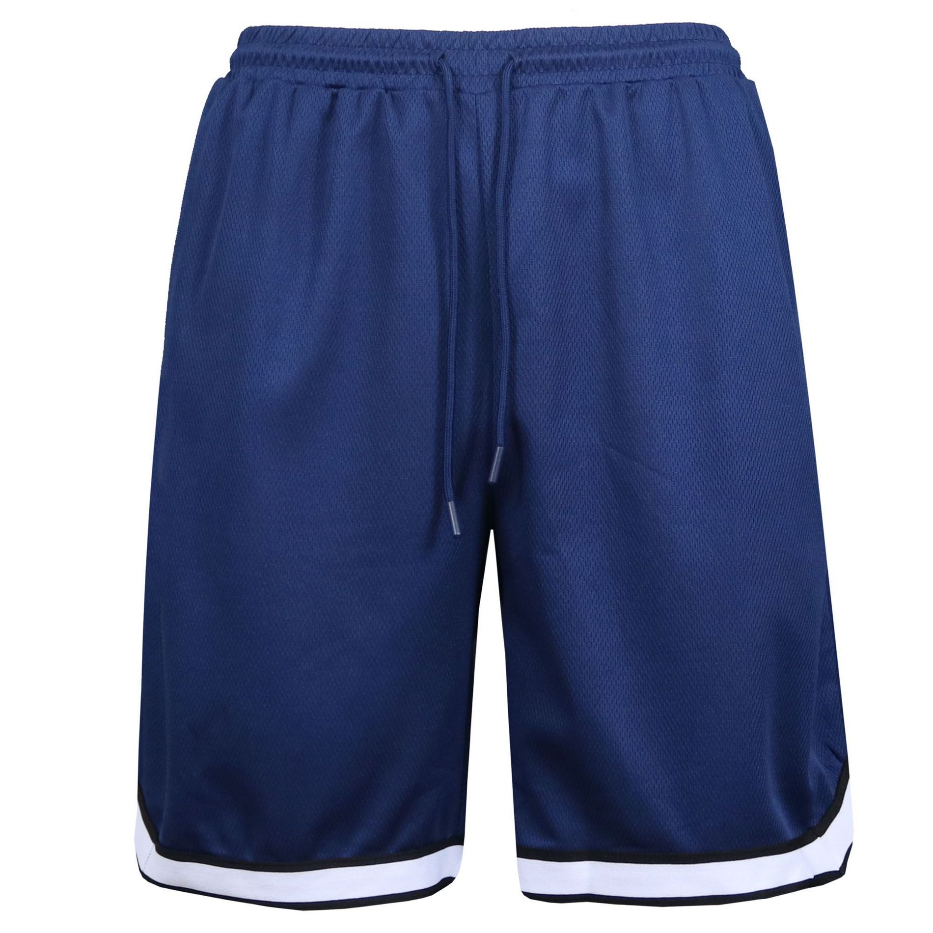 Jump Start Men's Premium Active Moisture Wicking Workout  Mesh Shorts With Trim - Navy, 3XL