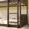 CAVINAS Twin Over Twin Platform/Floor Bunk Bed with Ladder,Solid Rubber Wood Bed Frame for Kids Room,Bedroom - 3 of 4