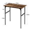 VECELO 32/43 in. Small Computer Desk, Writing Desk with Hooks, Work Desk with Adjustable Feet for Small Space, Brown - 3 of 4