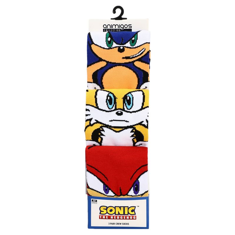 Sonic the Hedgehog Main Characters Animigos Casual Crew Socks Set for Men 3-Pack, 5 of 7