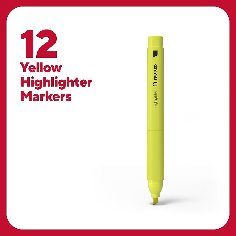 TRU RED Pocket Highlighter with Grip Chisel Tip Yellow Dozen TR54580, 2 of 10